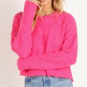 SHOW ME YOUR MUMU Cropped Varsity Sweater Dazzling Pink M NWOT